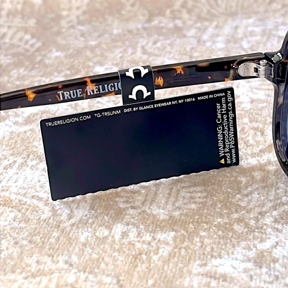 Brand New True Religion Tortoise Shell Retro Aviator Shield Sunglasses Blue Lens